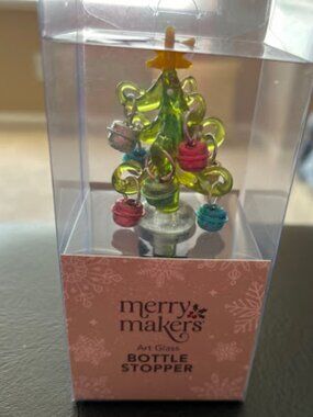 Art Glass Christmas Tree Bottle Stopper NWT